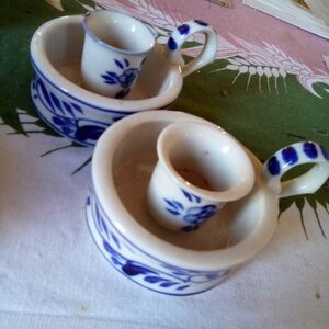 Delft Blue White Ceramic Hand Painted Candle Holders